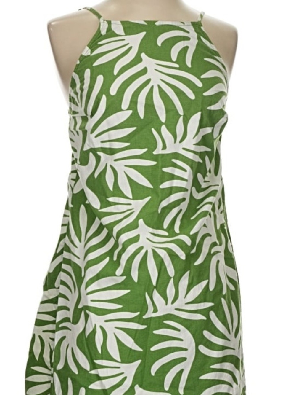a new day Green and White Tropical Halter Sundress